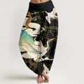 Buddha Stones Cotton Flying Cranes Auspicious Clouds Tree women's Elastic Waist Harem Pants