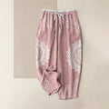 Buddha Stones Pure Cotton Mandala Pattern Women's Elastic Waist Pants With Pockets